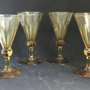 4 verres Topaze ART DECO CRISTAL VAL SAINT LAMBERT