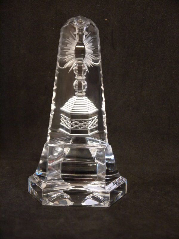 sculpture prisme cadeau communion cristal clair taillé Val Saint Lambert - Signé