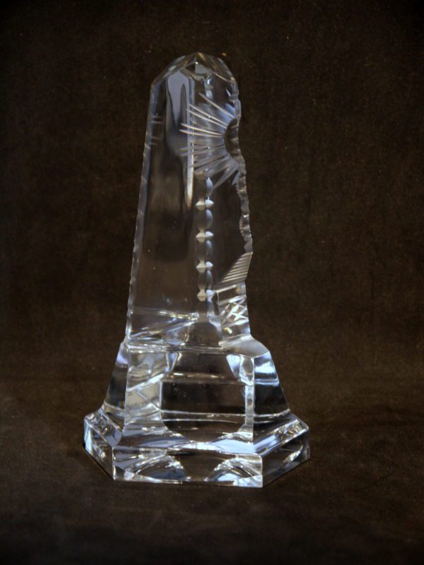 sculpture prisme cadeau communion cristal clair taillé Val Saint Lambert - Signé – Image 3