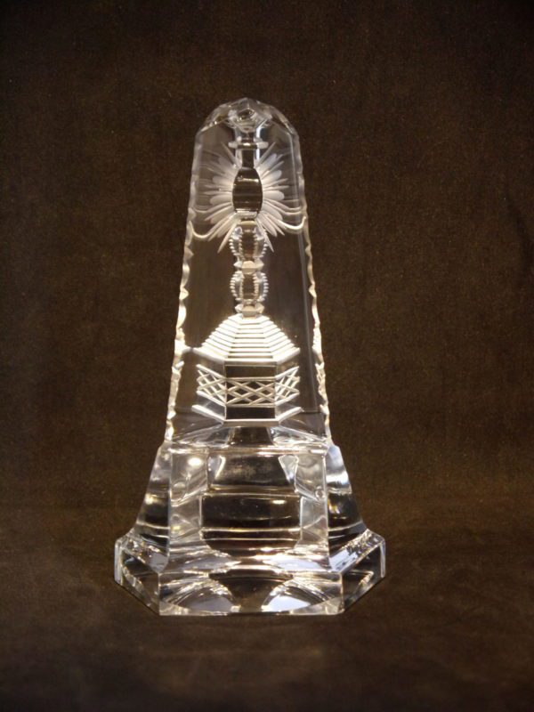 sculpture prisme cadeau communion cristal clair taillé Val Saint Lambert - Signé – Image 4