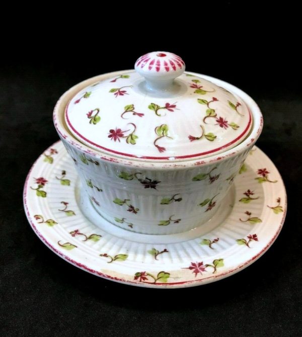 Beurrier, pot couvert en porcelaine Rauenstein Thuringe, Allemagne début XIXème