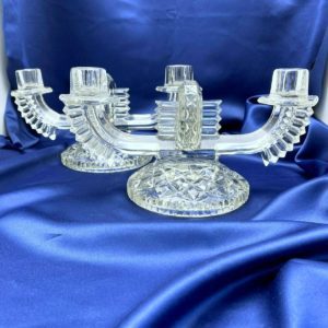 Paire chandeliers Art Déco, verre moulé pressé TCHECOSLOVAQUIE