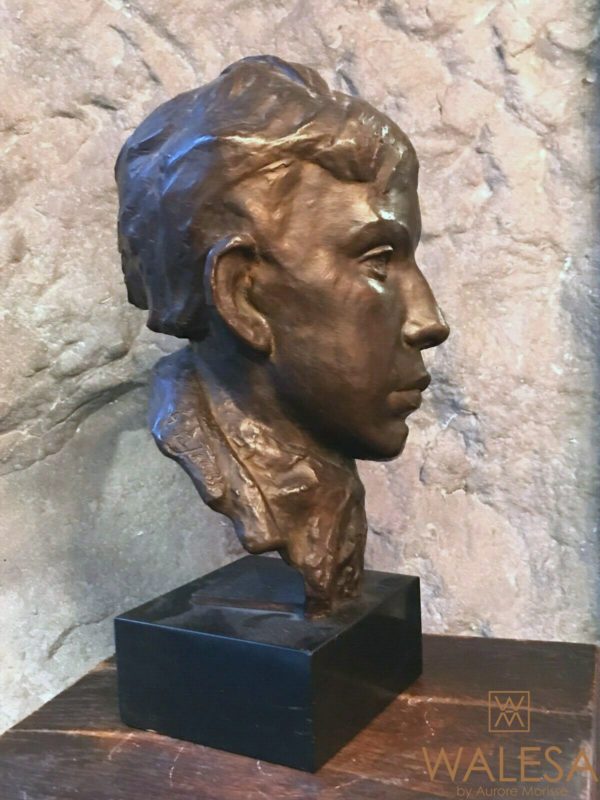 Buste Bronze tête de jeune homme signé Gustave Jacobs – Image 4