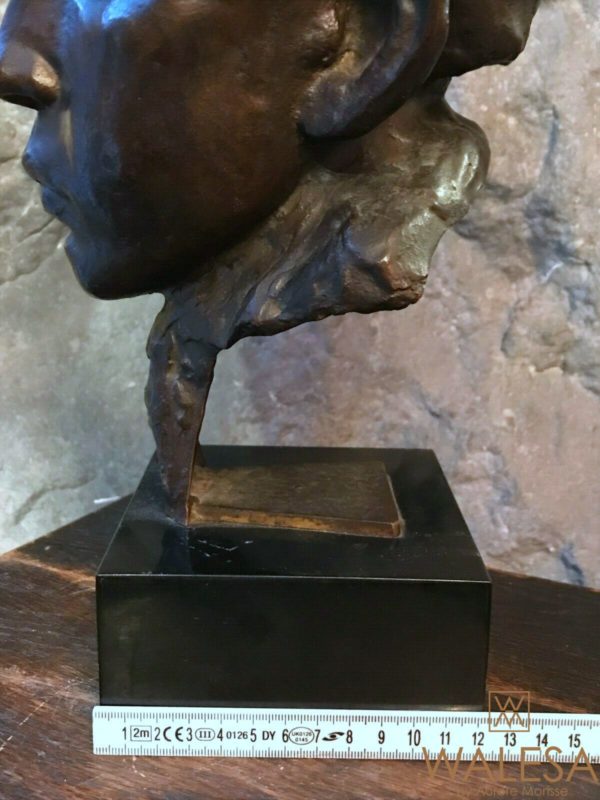 Buste Bronze tête de jeune homme signé Gustave Jacobs – Image 6