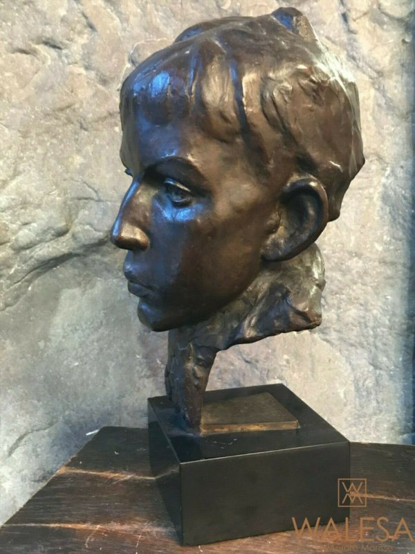 Buste Bronze tête de jeune homme signé Gustave Jacobs – Image 2