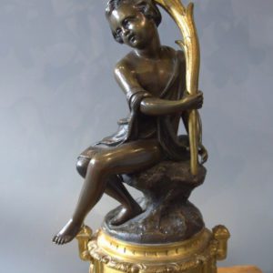 Candélabre bronze doré enfant corne d'abondance