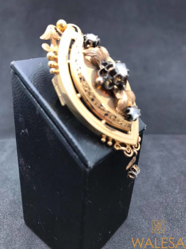 Broche - pendentif en or et diamants vers 1860 – Image 2