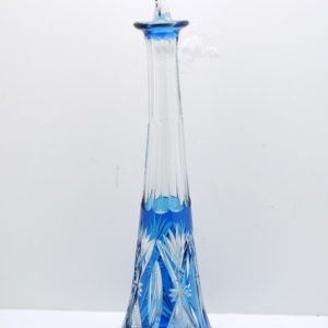 Carafe Eiffel 44cm Val Saint Lambert cristal doublé bleu taillé