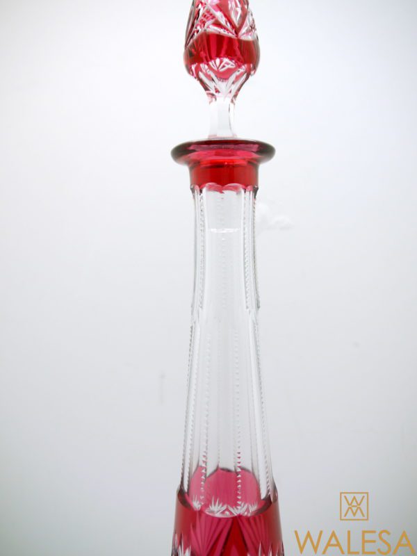 Carafe Eiffel  44cm Val Saint Lambert cristal doublé Rouge taillé – Image 4