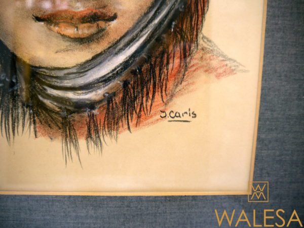 Portrait pastel et fusain signé J Caris – Image 6