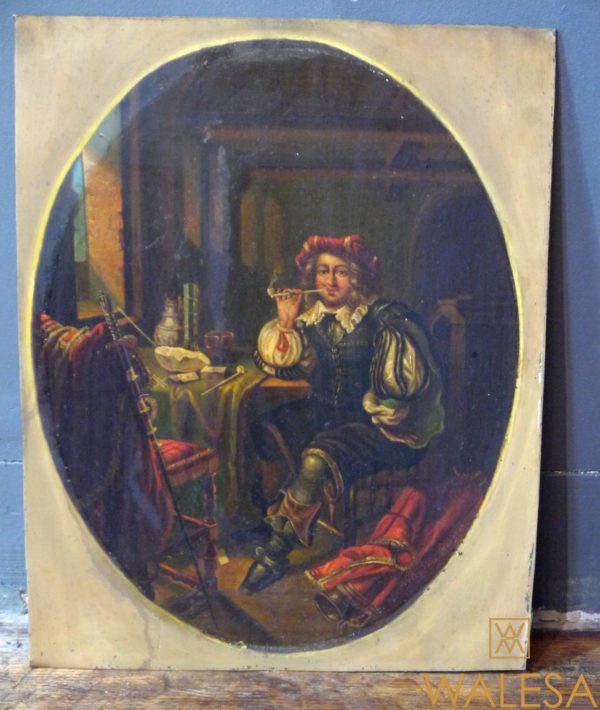 Huile sur cuivre Gentilhomme signée – Image 2