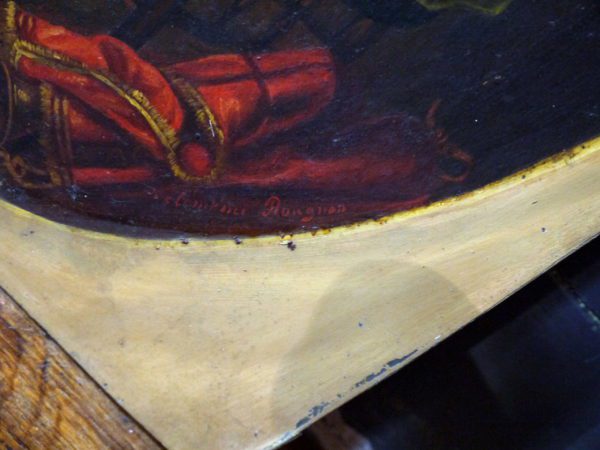 Huile sur cuivre Gentilhomme signée – Image 5