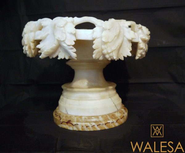 Coupe sur piédouche en marbre et albâtre Napoléon III – Image 4