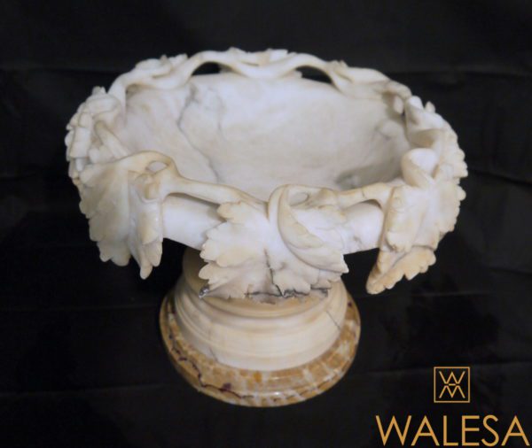 Coupe sur piédouche en marbre et albâtre Napoléon III – Image 2