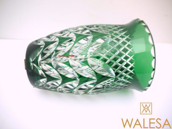 Vase cristal clair doublé vert et taillé Val Saint Lambert – Image 5