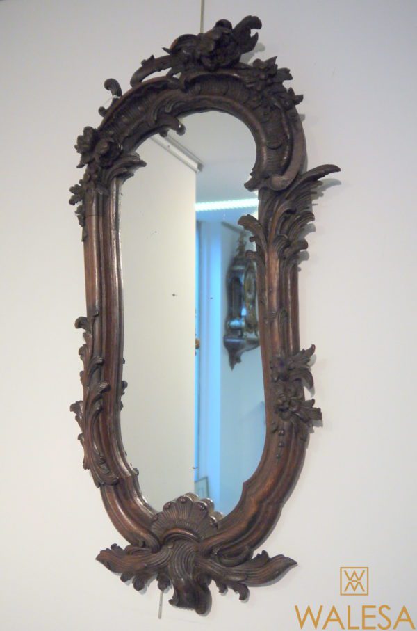 Miroir En Bois Sculpté De Style Louis XV Chêne Massif - XIXème