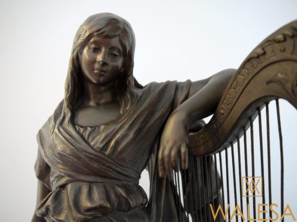 Auguste Moreau Sculpture, Femme à la harpe - 66 cm - Régule – Image 3