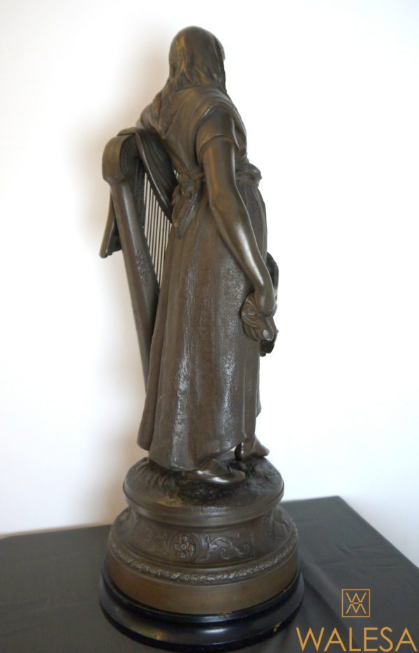 Auguste Moreau Sculpture, Femme à la harpe - 66 cm - Régule – Image 8