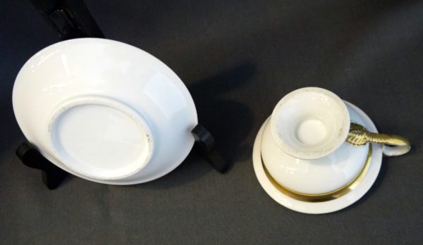 Tasse et soucoupe Porcelaine de Bavière "guten morgen vielliebchen" XIXème – Image 5
