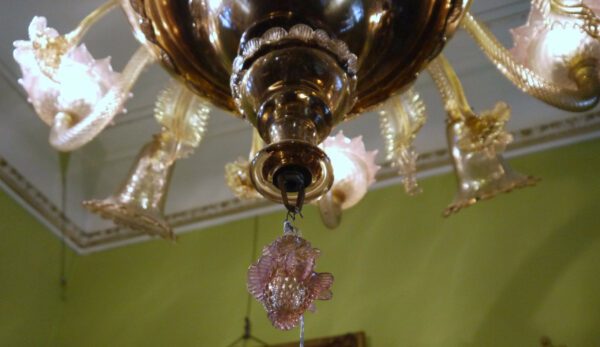 Grand lustre de Murano cristal fumé et rose – Image 3