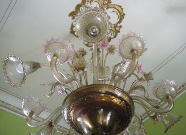 Grand lustre de Murano cristal fumé et rose – Image 7