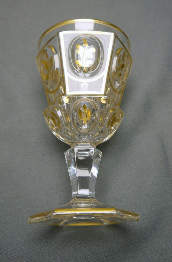 Verre calice à pied hexagonal décor or fin – Image 3