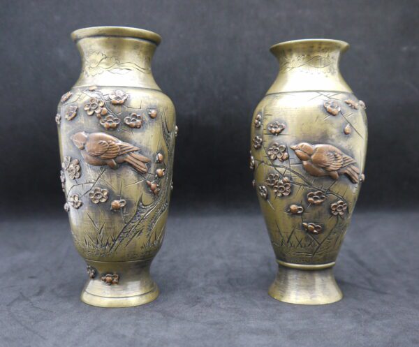 Japon Vase en bronze ciselé et incrustations – Image 7