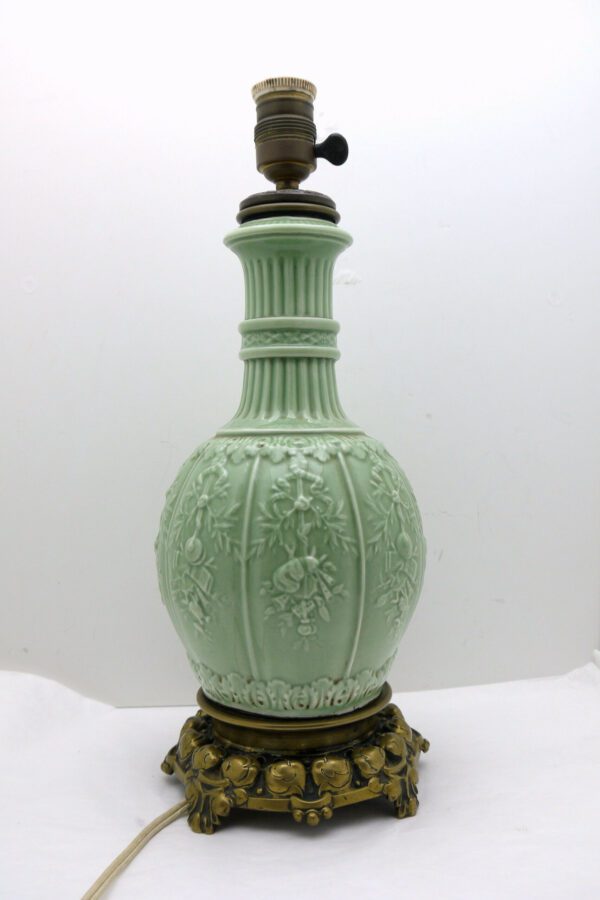 Lampe en céramique céladon Napoléon III