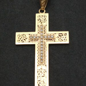 Croix en or et perles Napoléon III