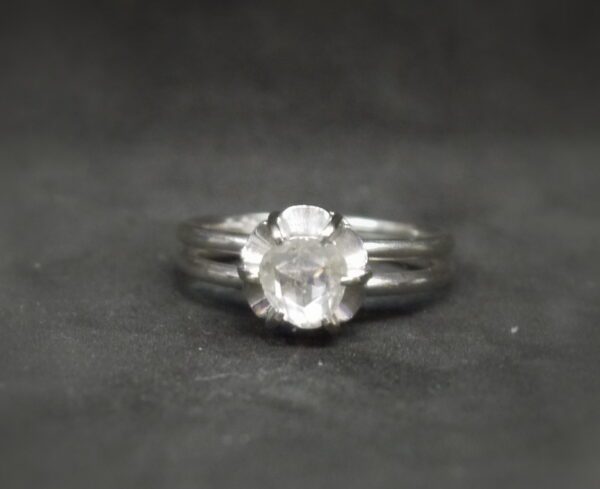 bague solitaire or blanc et diamant taille rose – Image 2
