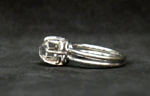 bague solitaire or blanc et diamant taille rose – Image 4