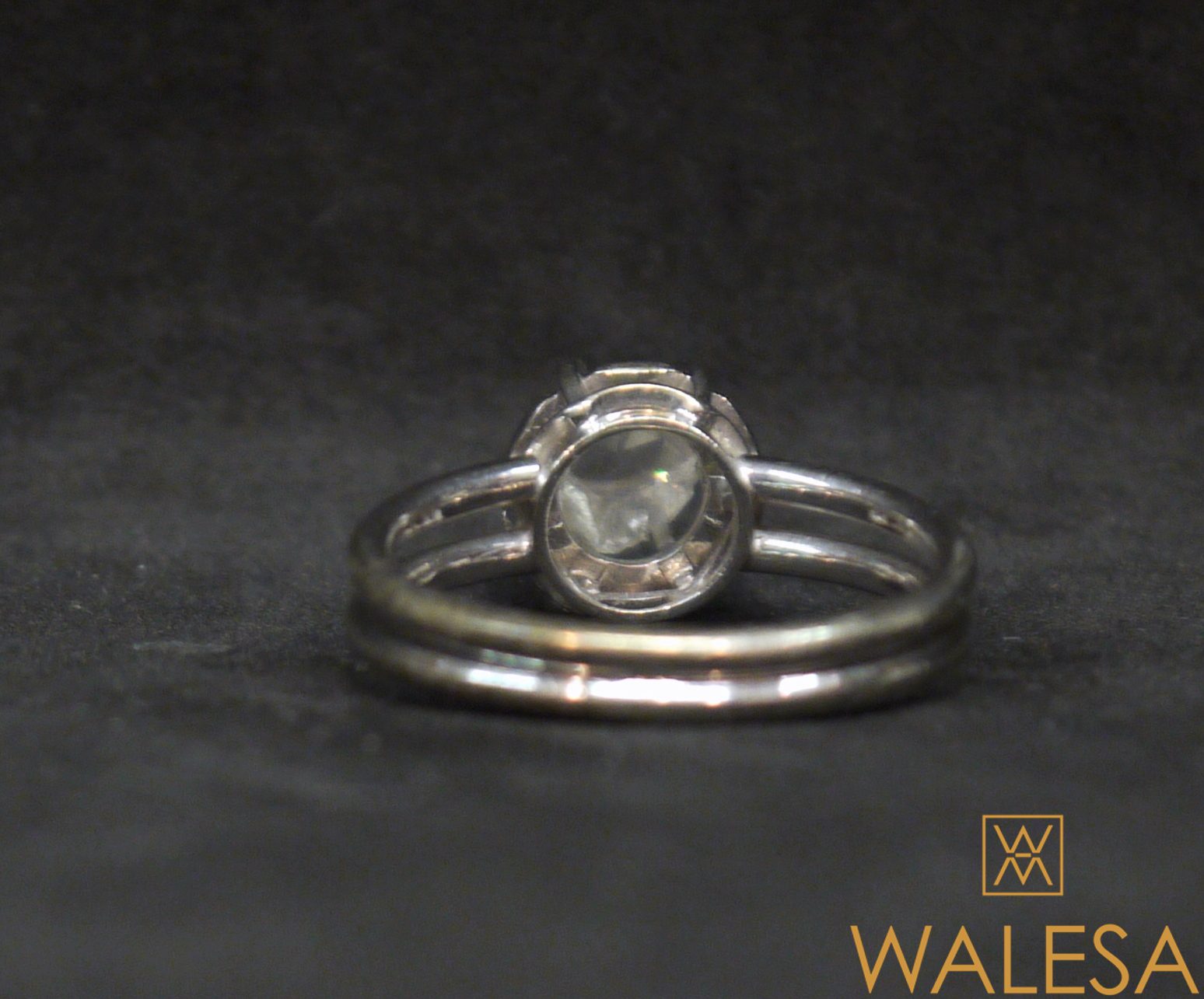 bague solitaire or blanc et diamant taille rose