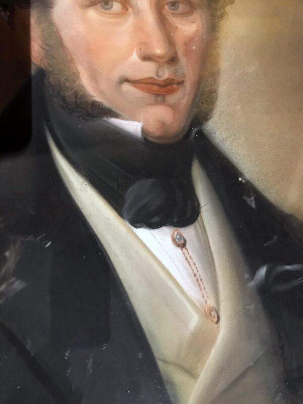Pastel sur papier portrait XIXe – Image 3