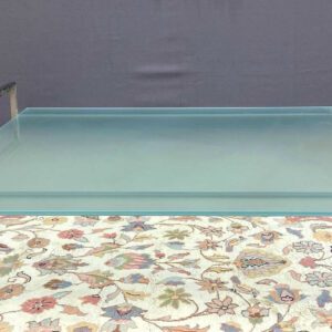 Table basse design italien en verre et métal argenté