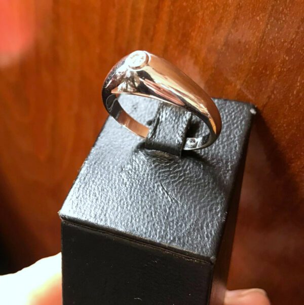 Bague de fiançailles homme or blanc et diamant – Image 2