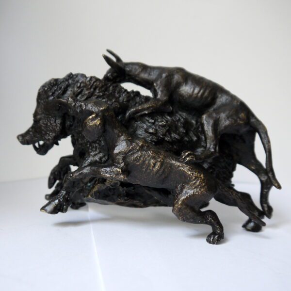 Bronze Sanglier attaqué par les chiens – Image 5