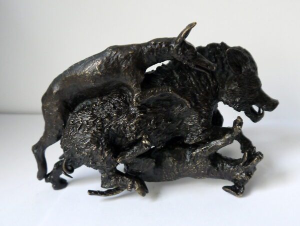 Bronze Sanglier attaqué par les chiens – Image 3