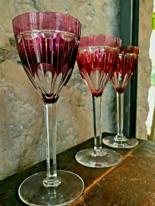6 verres à vin en couleur cristal Val Saint Lambert – Image 3