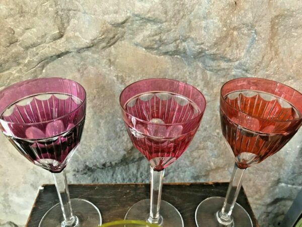 6 verres à vin en couleur cristal Val Saint Lambert – Image 4