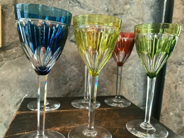 6 verres à vin en couleur cristal Val Saint Lambert – Image 5