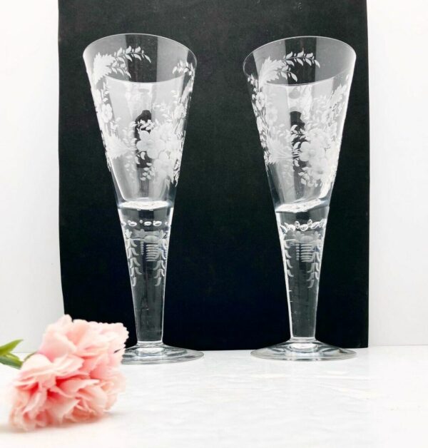 Paire de vases de mariage en cristal du Val Saint Lambert