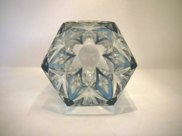 Vase cristal doublé bleu taillé VAL SAINT LAMBERT – Image 3