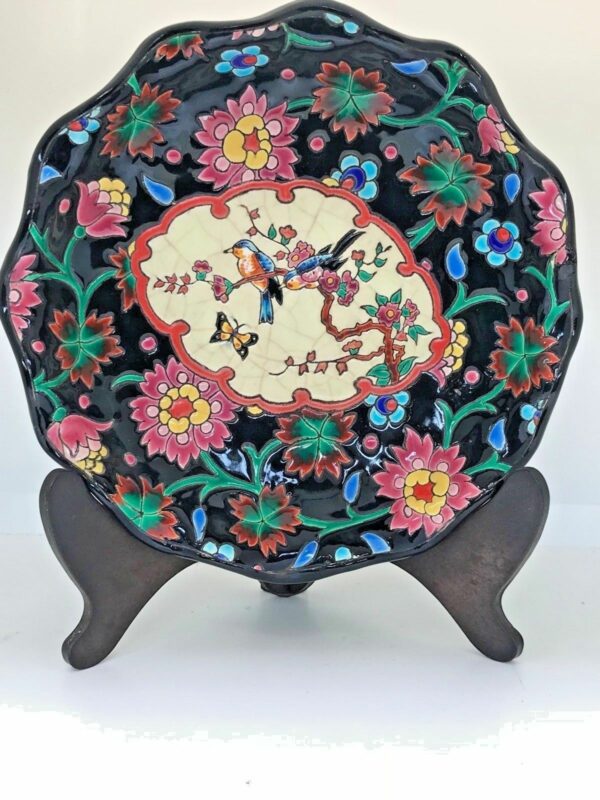 Plat coupe Faïence Longwy Emaux Cloisonnés – Image 3