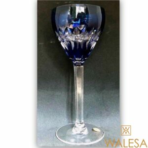 Verre à vin Val Saint Lambert - modèle TILLY ESNEUX bleu