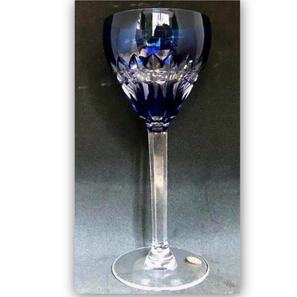 Verre à vin Val Saint Lambert - modèle TILLY ESNEUX bleu