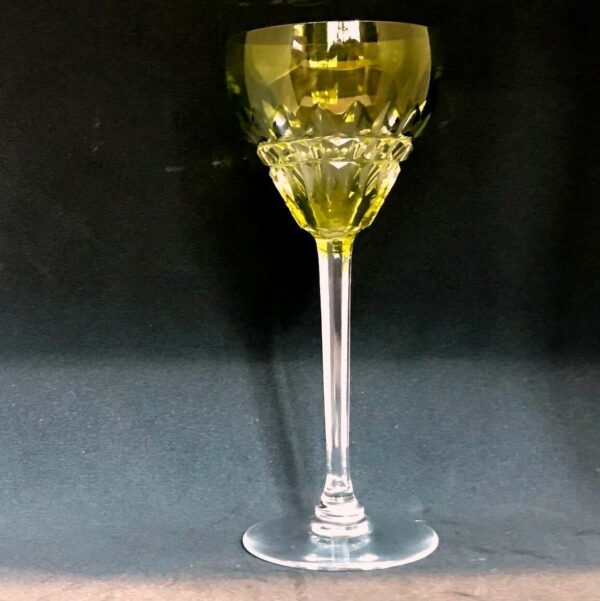 Verre à vin cristal clair doublé jaune Val Saint Lambert - modèle TILLY ESNEUX