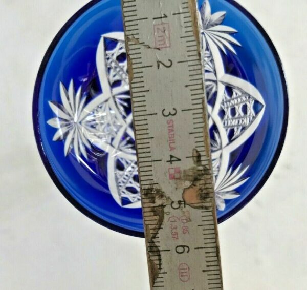 Verre taillé Cristal Val saint Lambert doublé bleu – Image 4