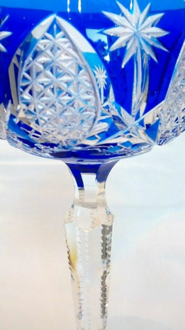 Verre cristal doublé bleu cobalt VAL SAINT LAMBERT et taillé – Image 2