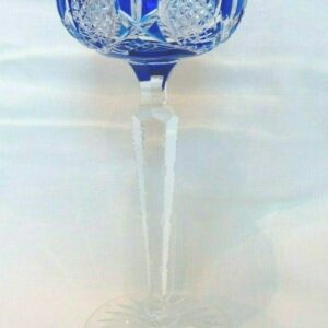 Verre cristal doublé bleu cobalt VAL SAINT LAMBERT et taillé