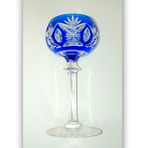 verre cristal doublé bleu cobalt VAL SAINT LAMBERT modèle BERNCASTEL